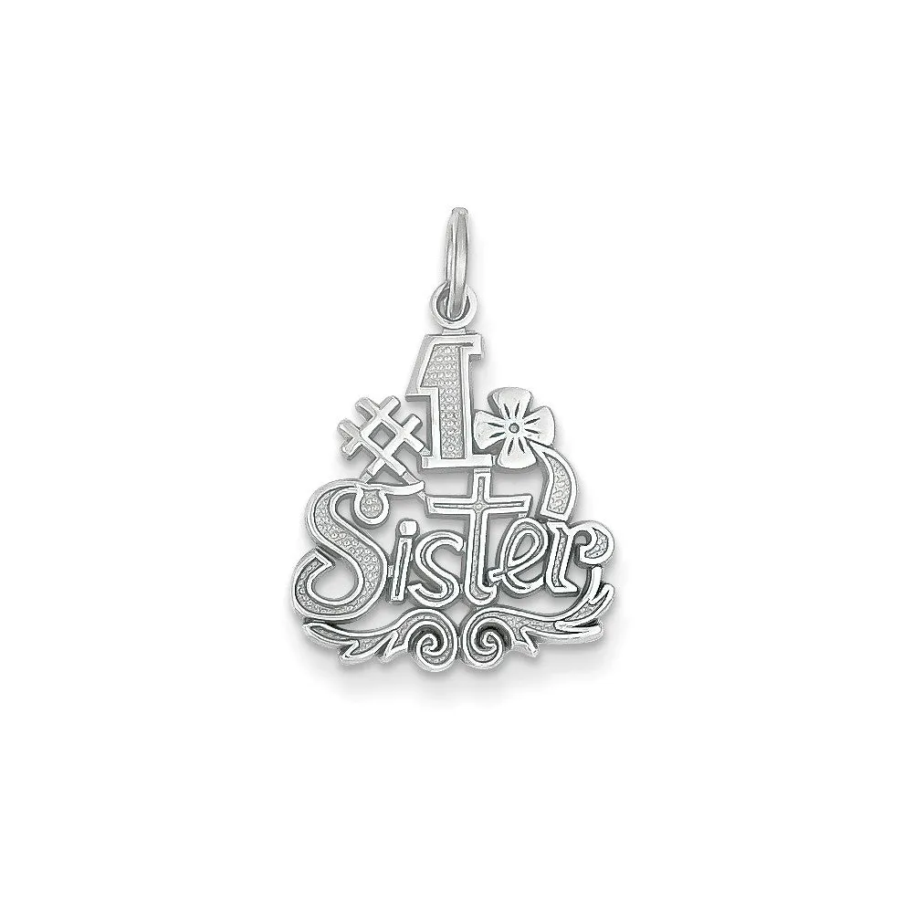 #1 Sister Charm in 14k White Gold