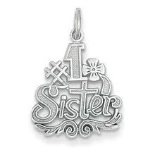 #1 Sister Charm in 14k White Gold