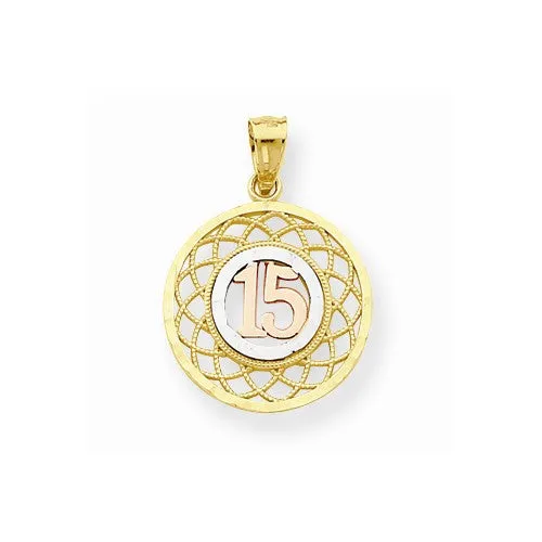 10k Gold Two-tone Sweet 15 Round pendant