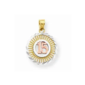 10k Gold Two-tone Sweet 15 Round pendant