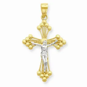 10k Yellow Gold & Rhodium Crucifix pendant