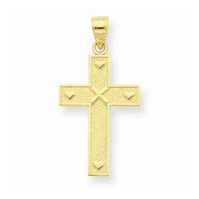 10k Yellow Gold Cross with God Loves Me on Reverse Pendant