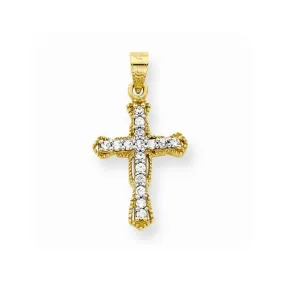 10k Yellow Gold CZ Cross Pendant