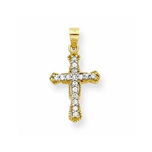 10k Yellow Gold CZ Cross Pendant