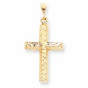 10k Yellow Gold Diamond-cut Cross Pendant