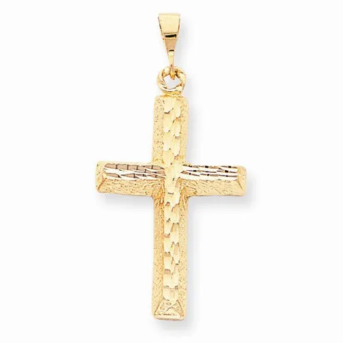 10k Yellow Gold Diamond-cut Cross Pendant