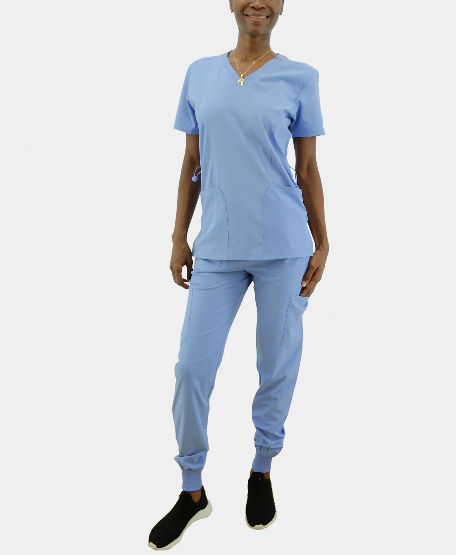 1386BLUE, Scrubaid, 2pc Jogger Pants Scrub Set-Pewter Blue(S-2XL)