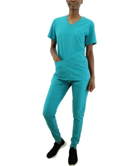 1503TEAL, Just Scrubs, 2pc Jogger Pants Scrub Set-Teal (S-2XL)