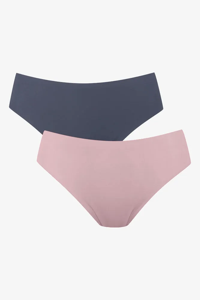 2 Pack Bonded Brazilian Panties Pink & Dark Grey