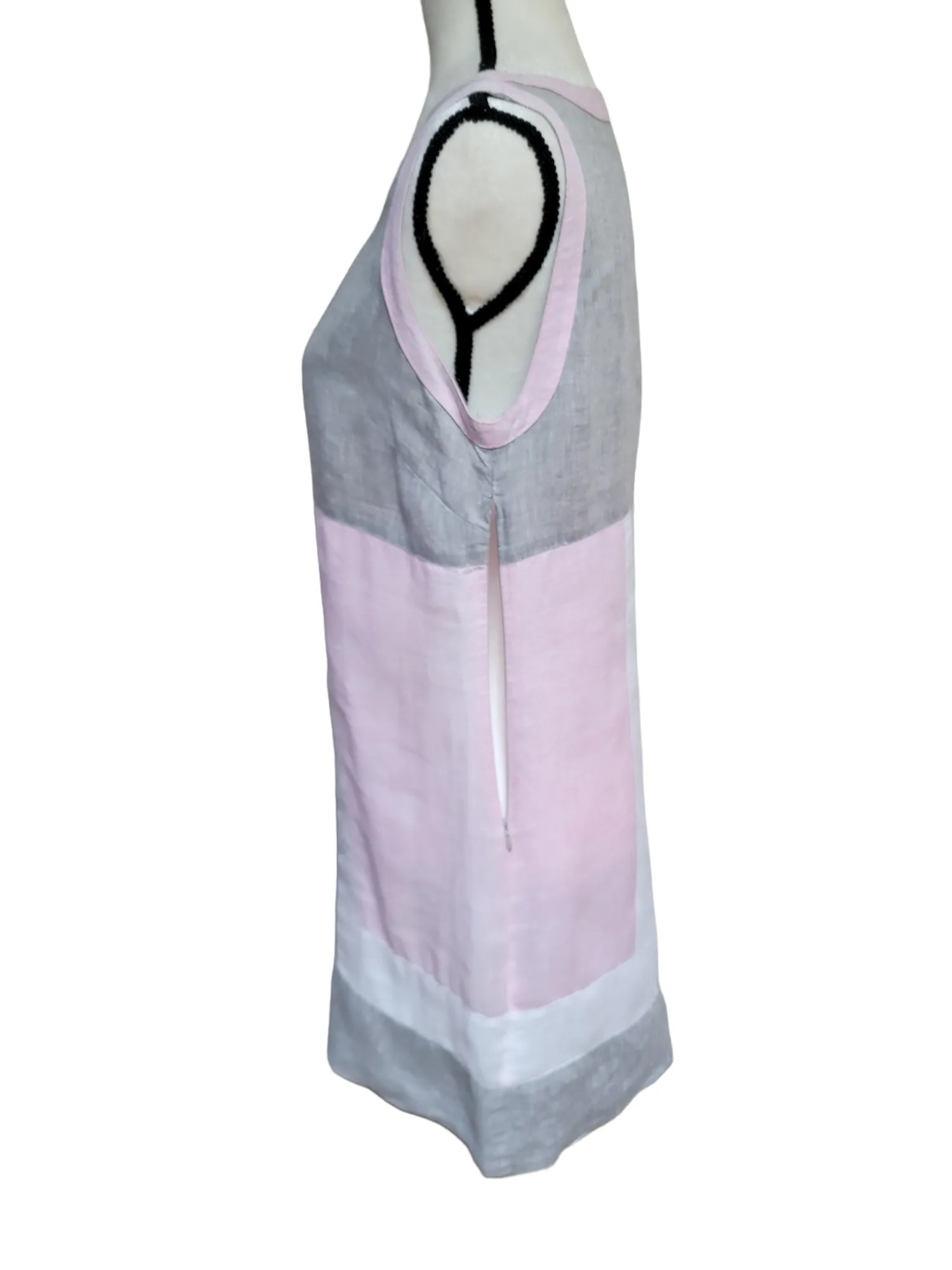 2000’s Mario Romano Pure Italian Linen Colorblock Shift Dress