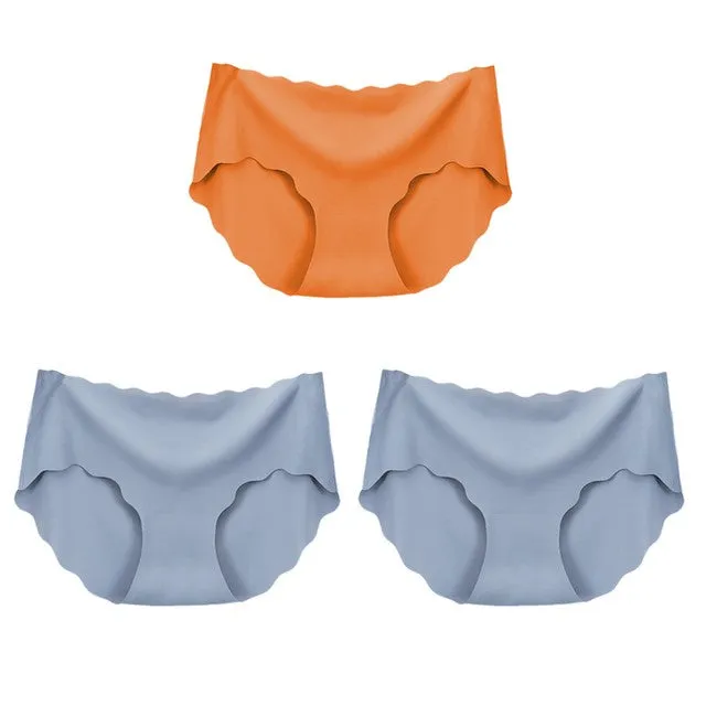 3Pcs Seamless Underwear Silk Panties