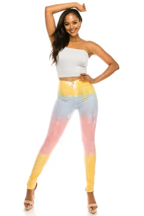 4632 Super High Waisted Tie Dye Skinny Jeans