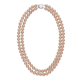 7.5-8.0 mm Double Strand AA  Pink to Peach Freshwater Pearl Necklace