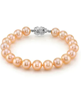 8.0-8.5mm Peach Freshwater Pearl Bracelet - AAA Quality