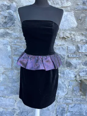 80s black velvet dress uk 6-8