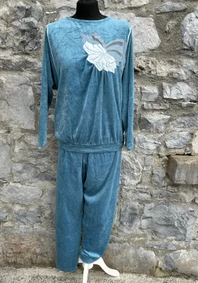 80s petrol velour tracksuit uk 14