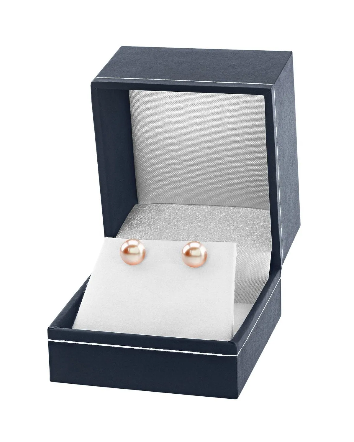 8mm Peach Freshwater Round Pearl Stud Earrings