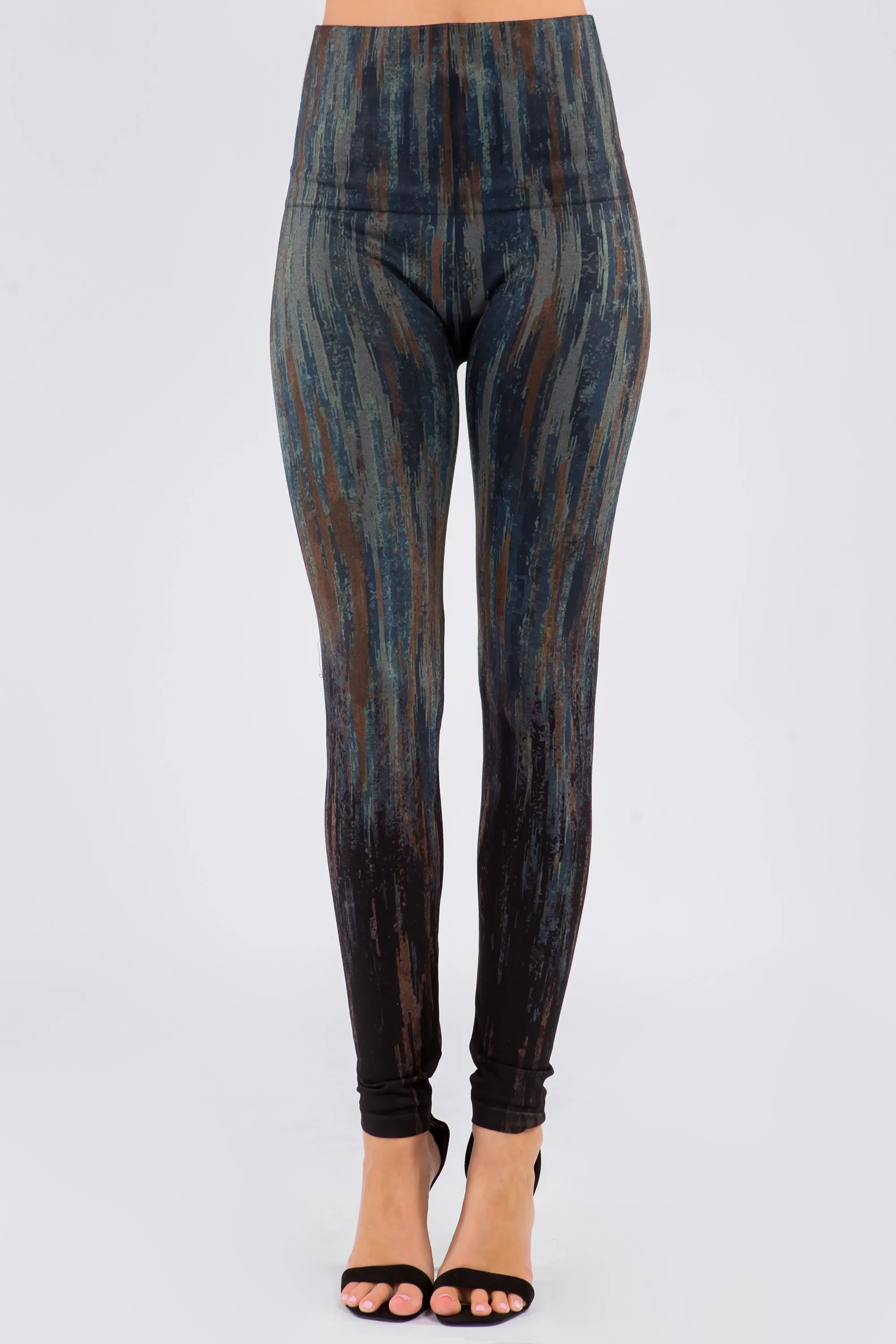 Abstract Cascade Textural Printed Leggings