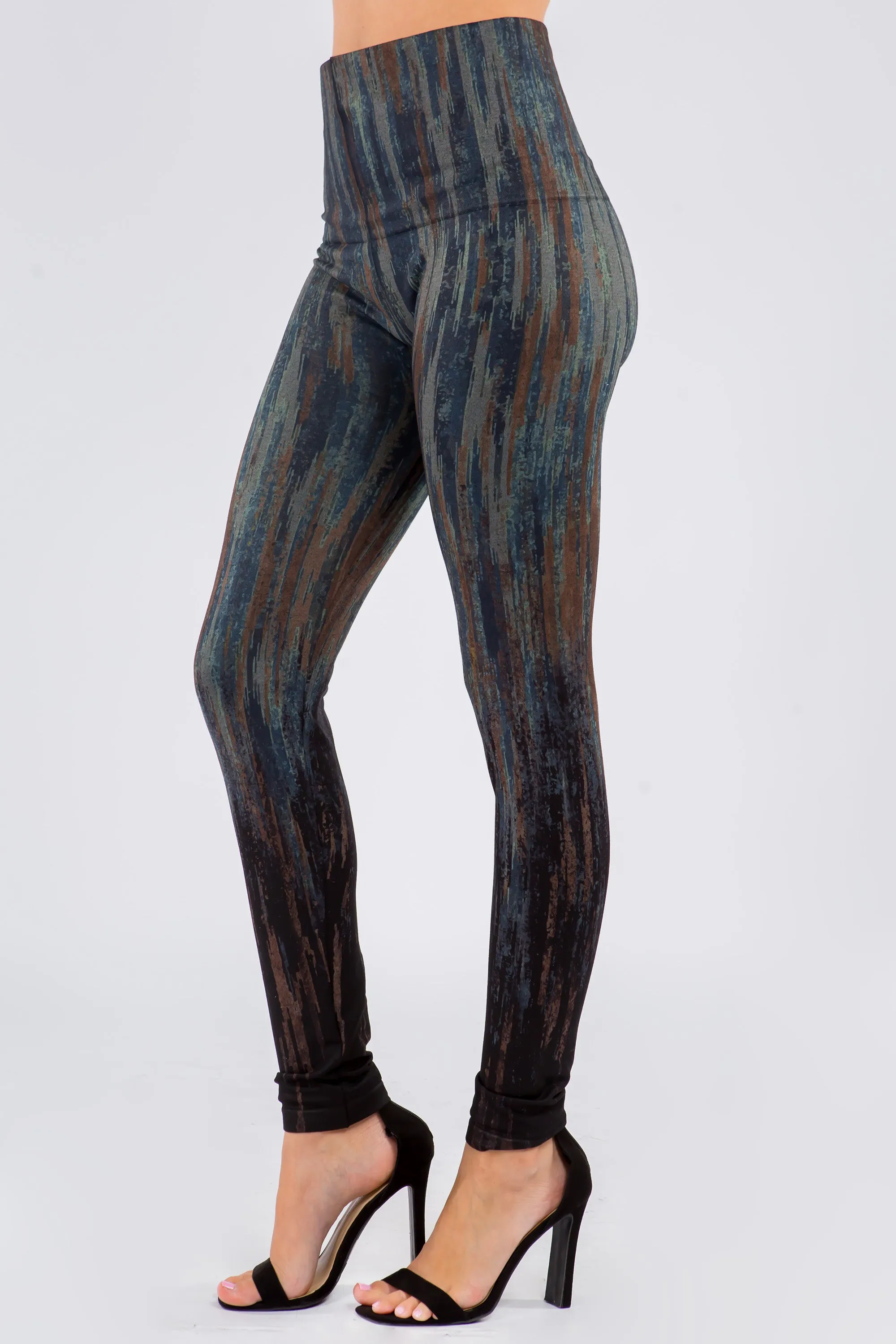 Abstract Cascade Textural Printed Leggings