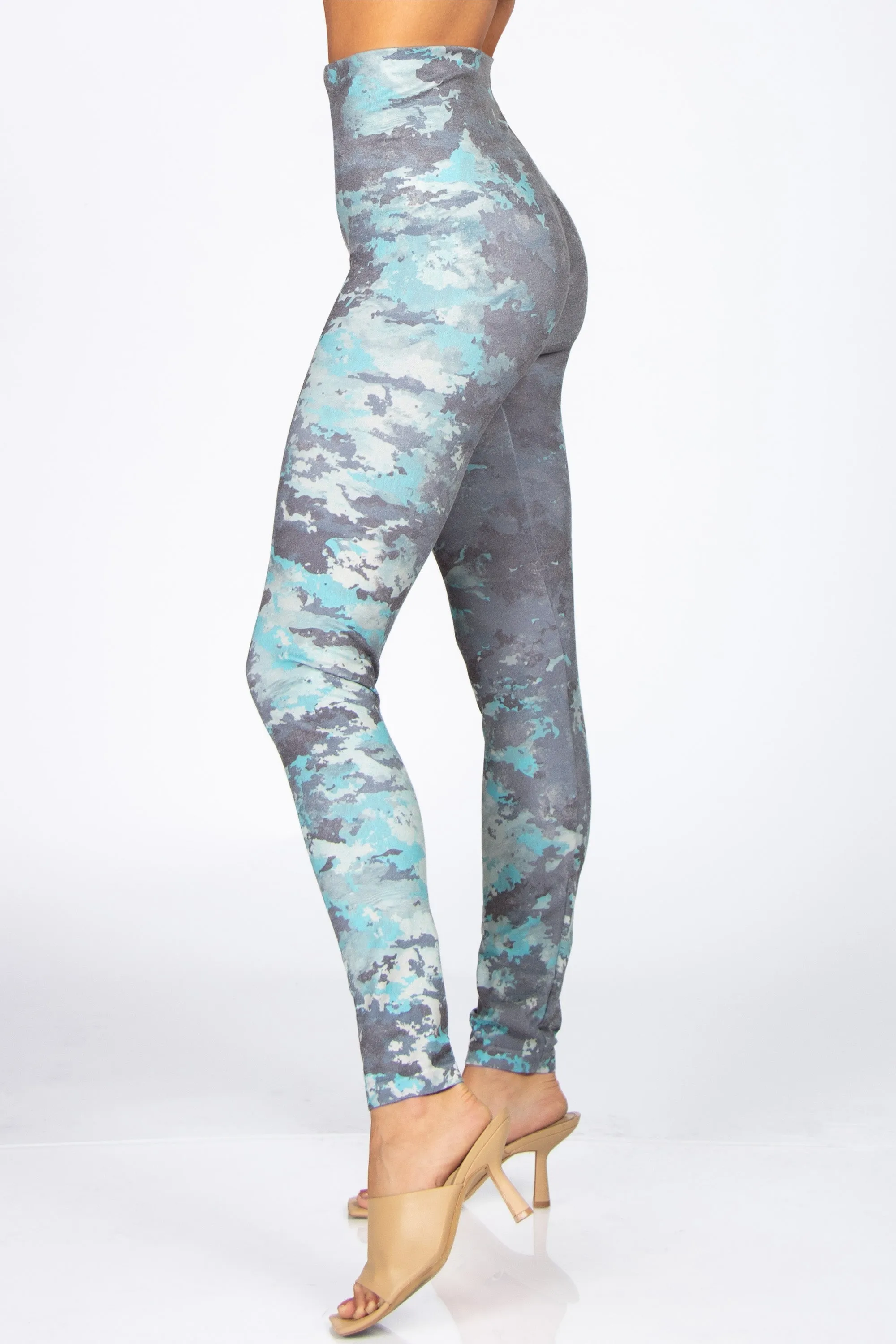 Abstract Fractal Camo Printed Leggings