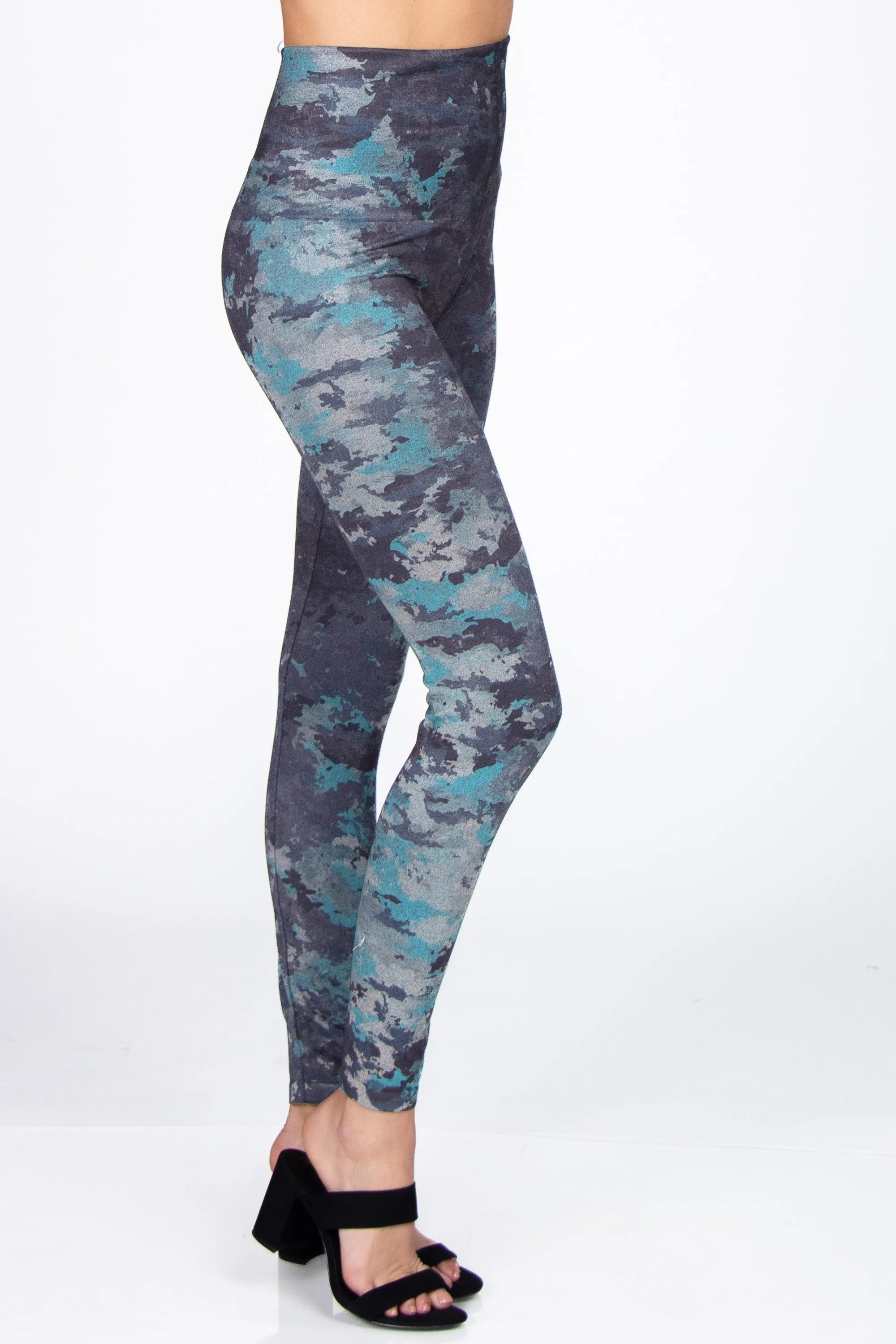 Abstract Fractal Camo Printed Leggings