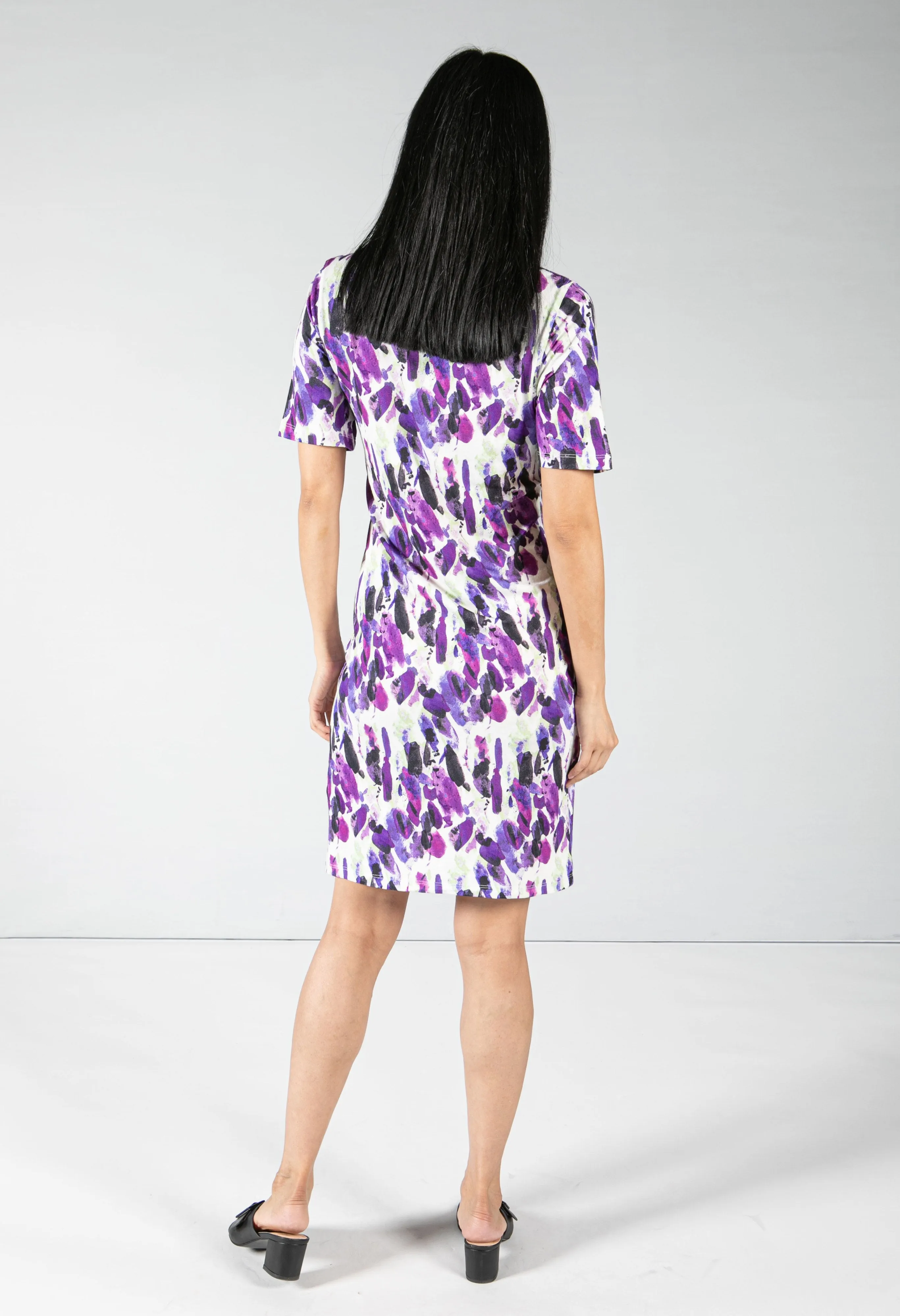 Abstract Printed Dots Dress in Wild Heather