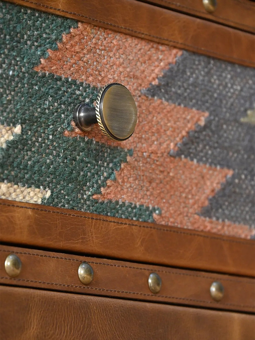 ACCENT CHEST OF DRAWERS - KILIM AND LEATHER