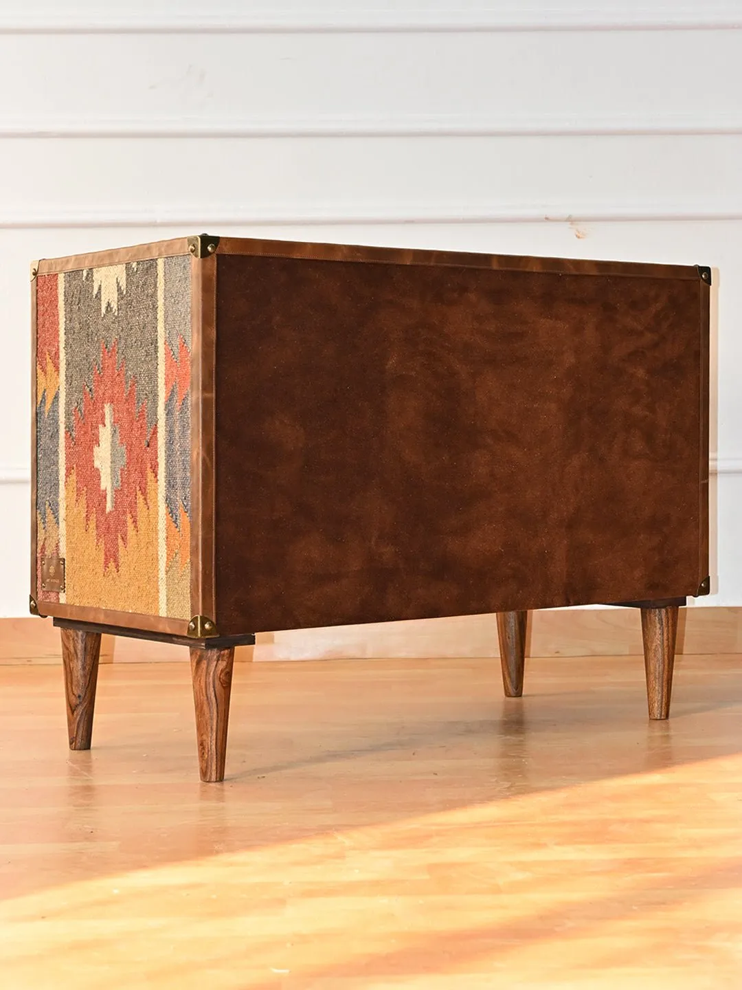 ACCENT CHEST OF DRAWERS - KILIM AND LEATHER