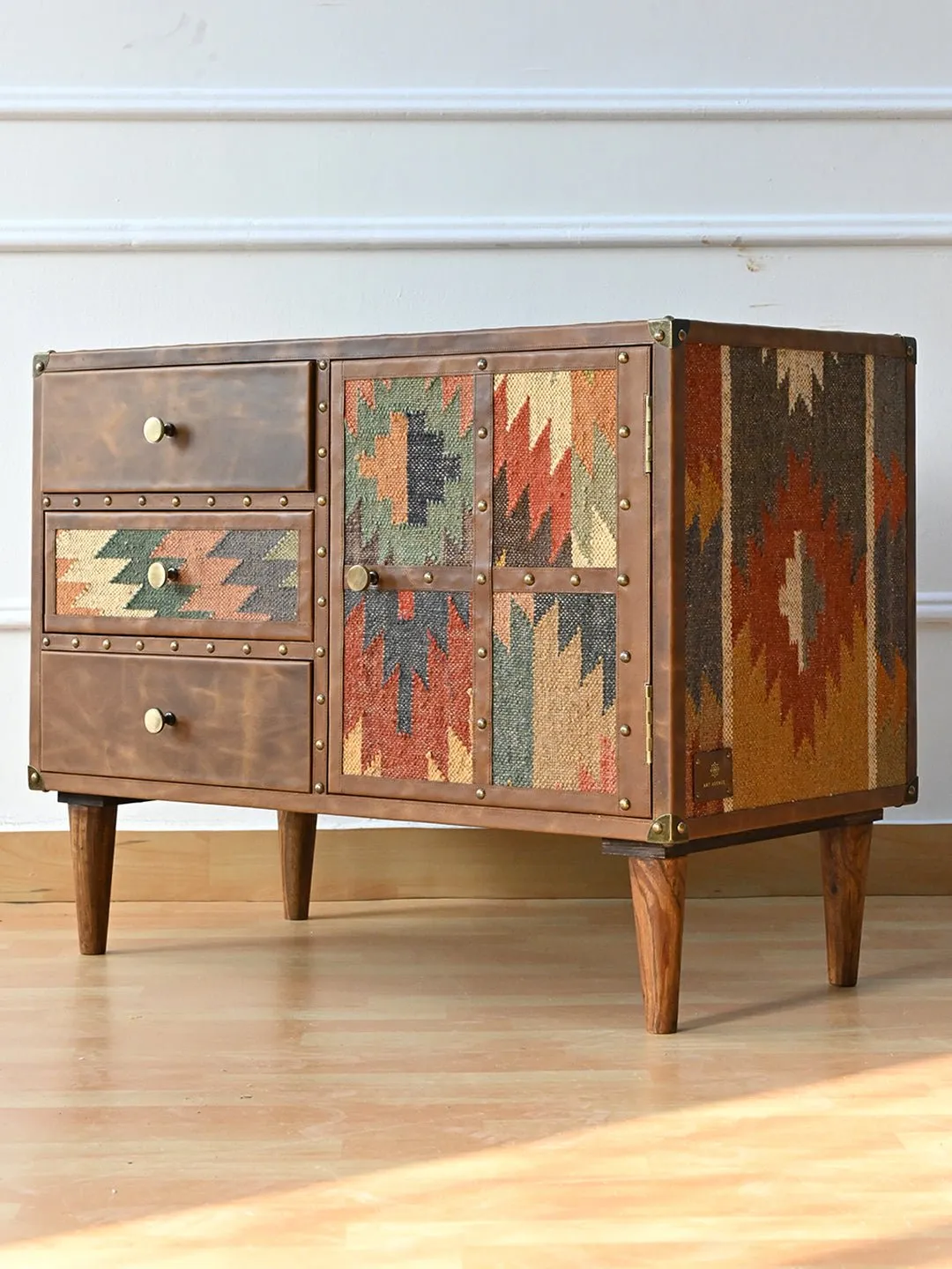 ACCENT CHEST OF DRAWERS - KILIM AND LEATHER