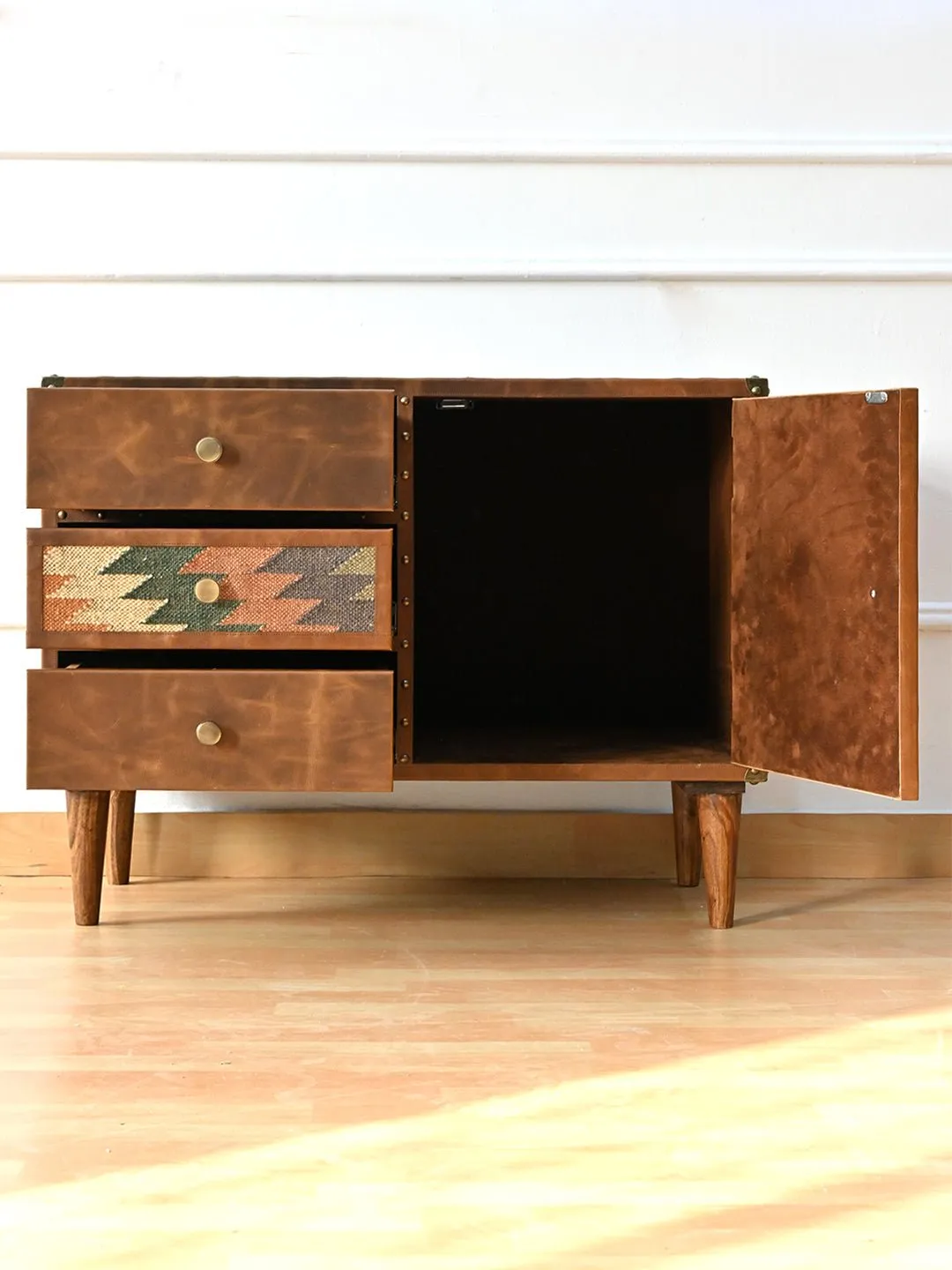 ACCENT CHEST OF DRAWERS - KILIM AND LEATHER