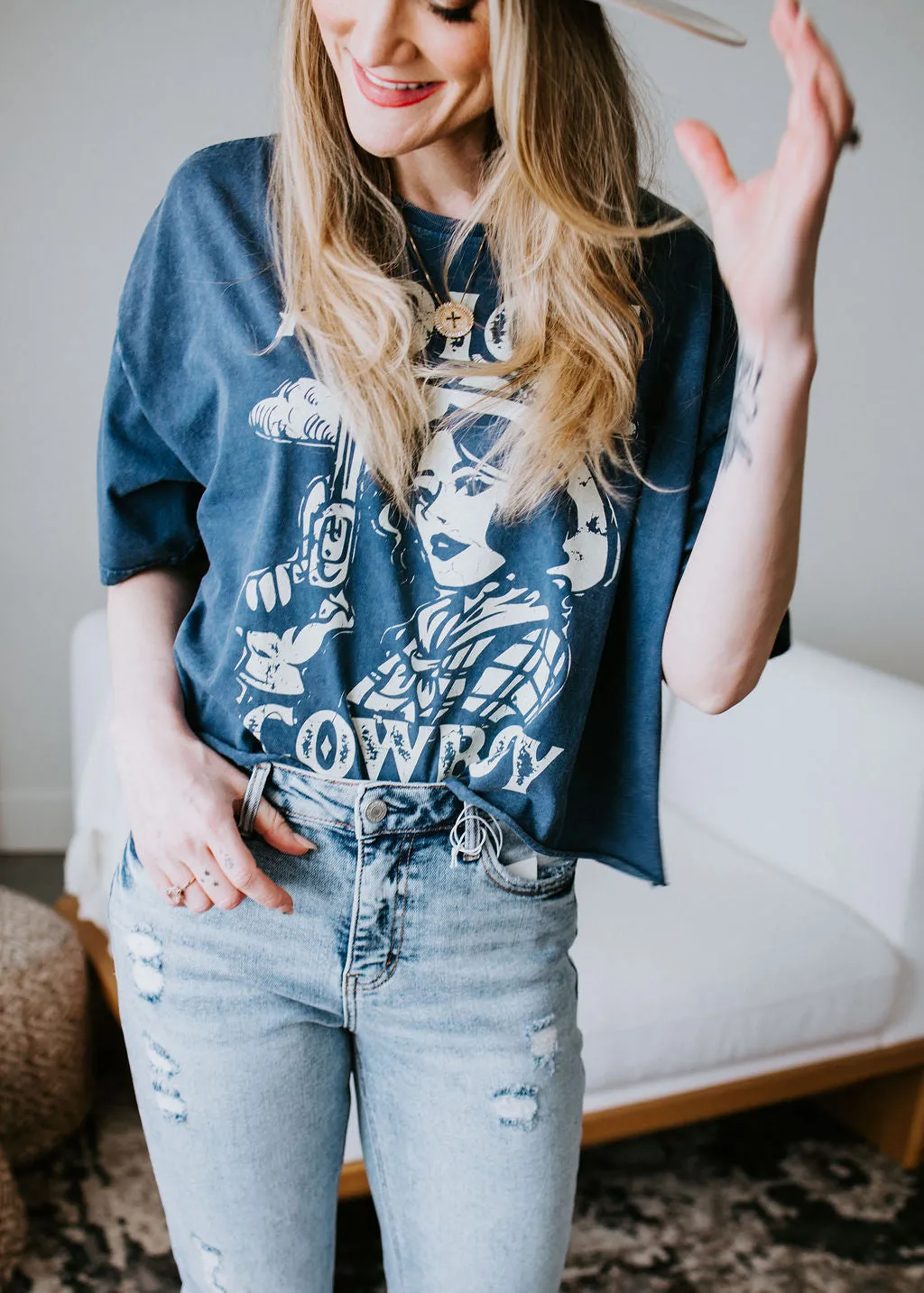 Adios Cowboy Cropped Tee