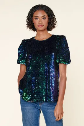 Alana Sequin Bubble Sleeve Top