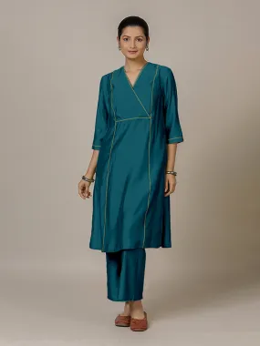 Amal x Rozaana | A Line Kurta in Crystal Teal with Thread Work | Coords or Only Kurta