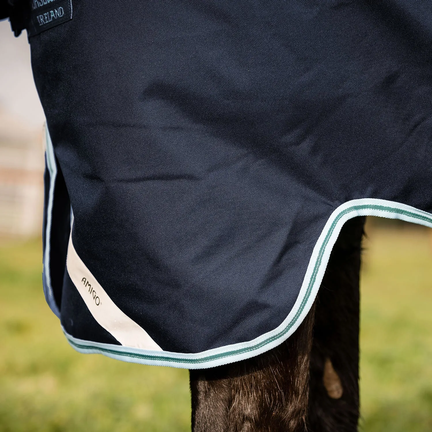 Amigo Bravo 12 Plus Horse Turnout Blanket with 250 gram fill, Navy/Aqua