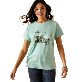 Ariat Women's Cowboy Short Sleeve T-Shirt - Aqua Heather