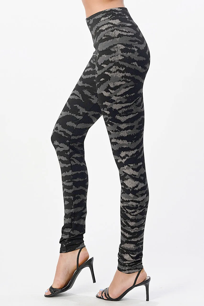 B4292CU High Waist Full Length Legging With Zebra Print