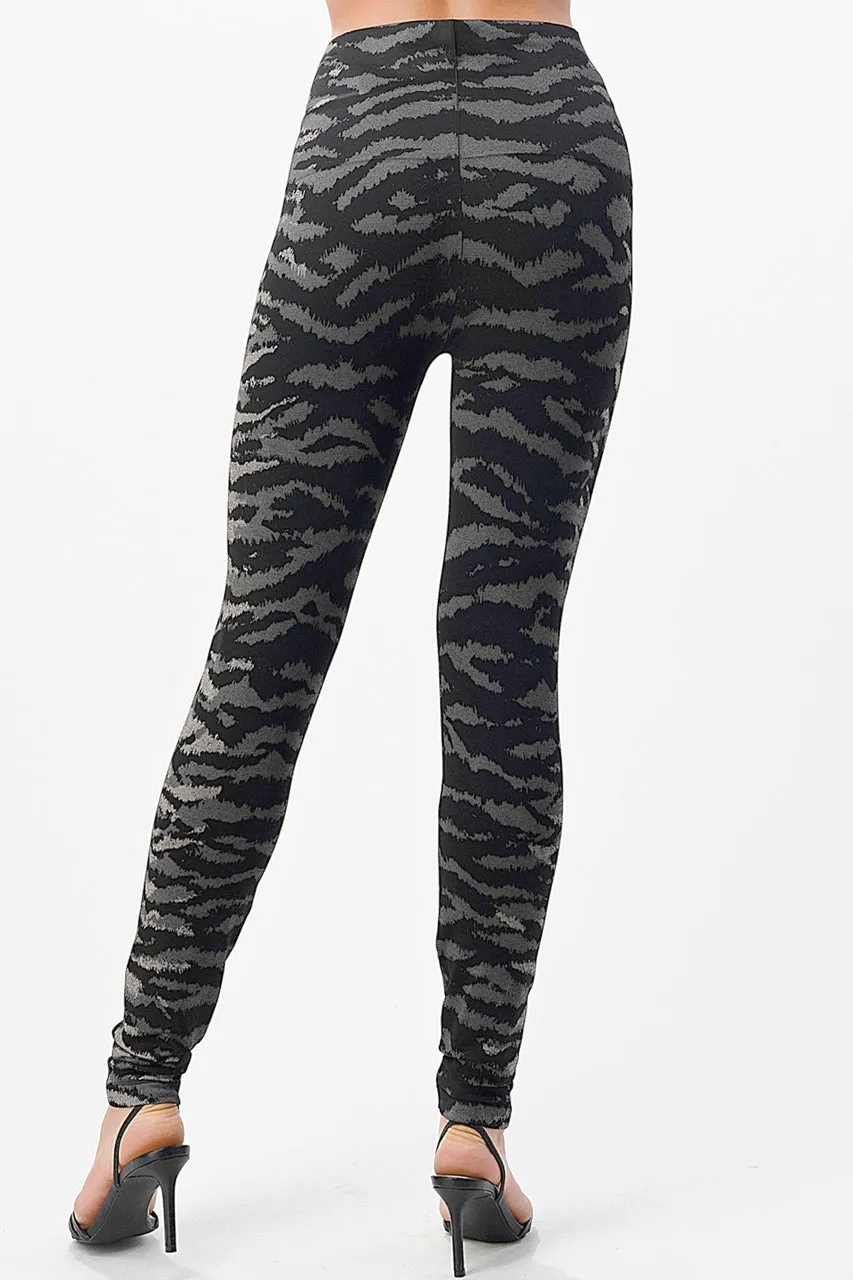 B4292CU High Waist Full Length Legging With Zebra Print