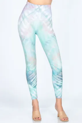 B4292DY High Waist Full Length Legging with Tie-Dye Print