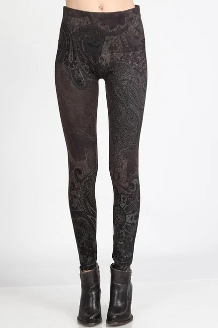 B4437J High Waist Full Length Legging Paisley Waves