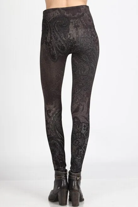 B4437J High Waist Full Length Legging Paisley Waves