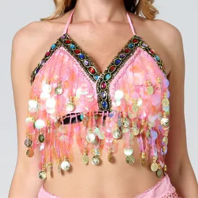 Baby Pink Sequin Coin Top