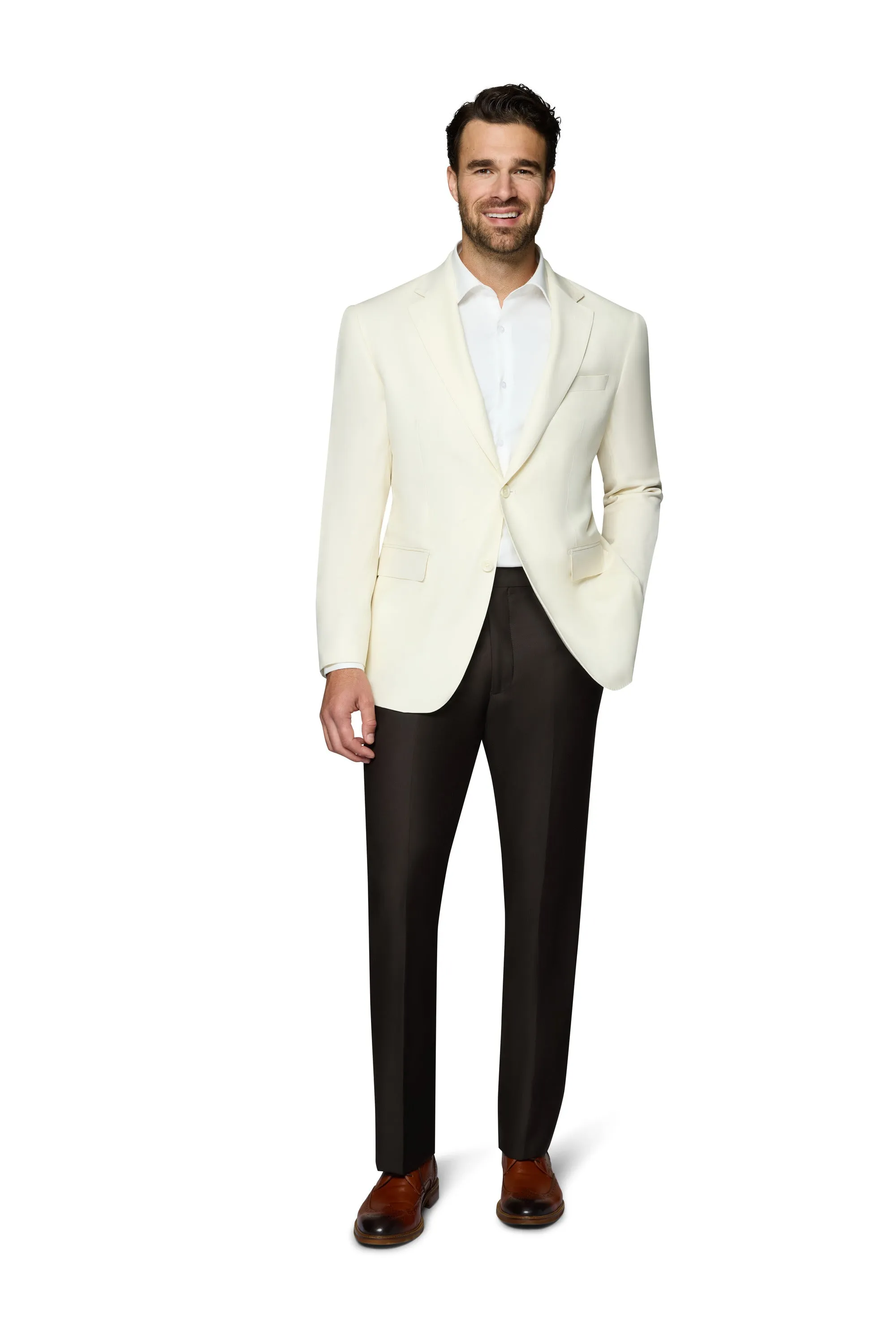 Berragamo Elegant Wool Sport Coat Modern Fit - White