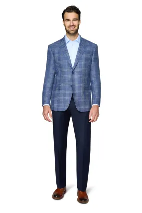 Berragamo Wool Sport Coat Modern Fit - Blue Plaid