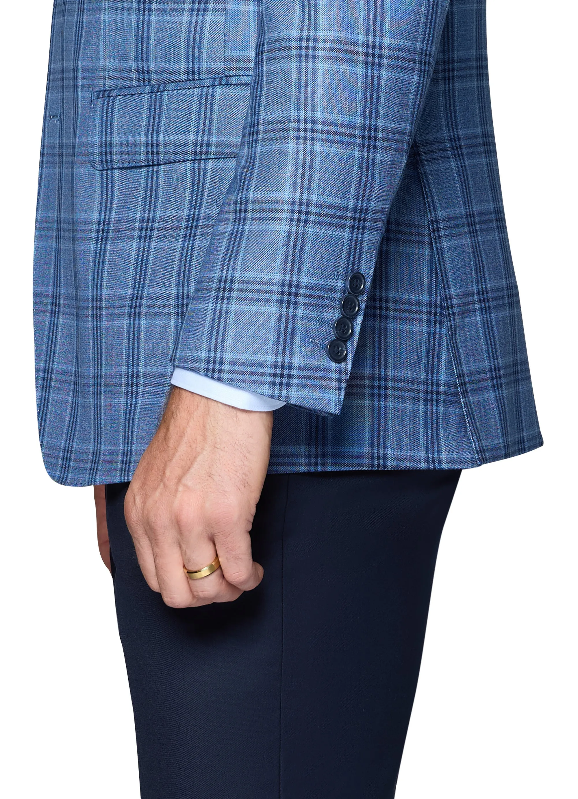 Berragamo Wool Sport Coat Modern Fit - Light Blue Plaid