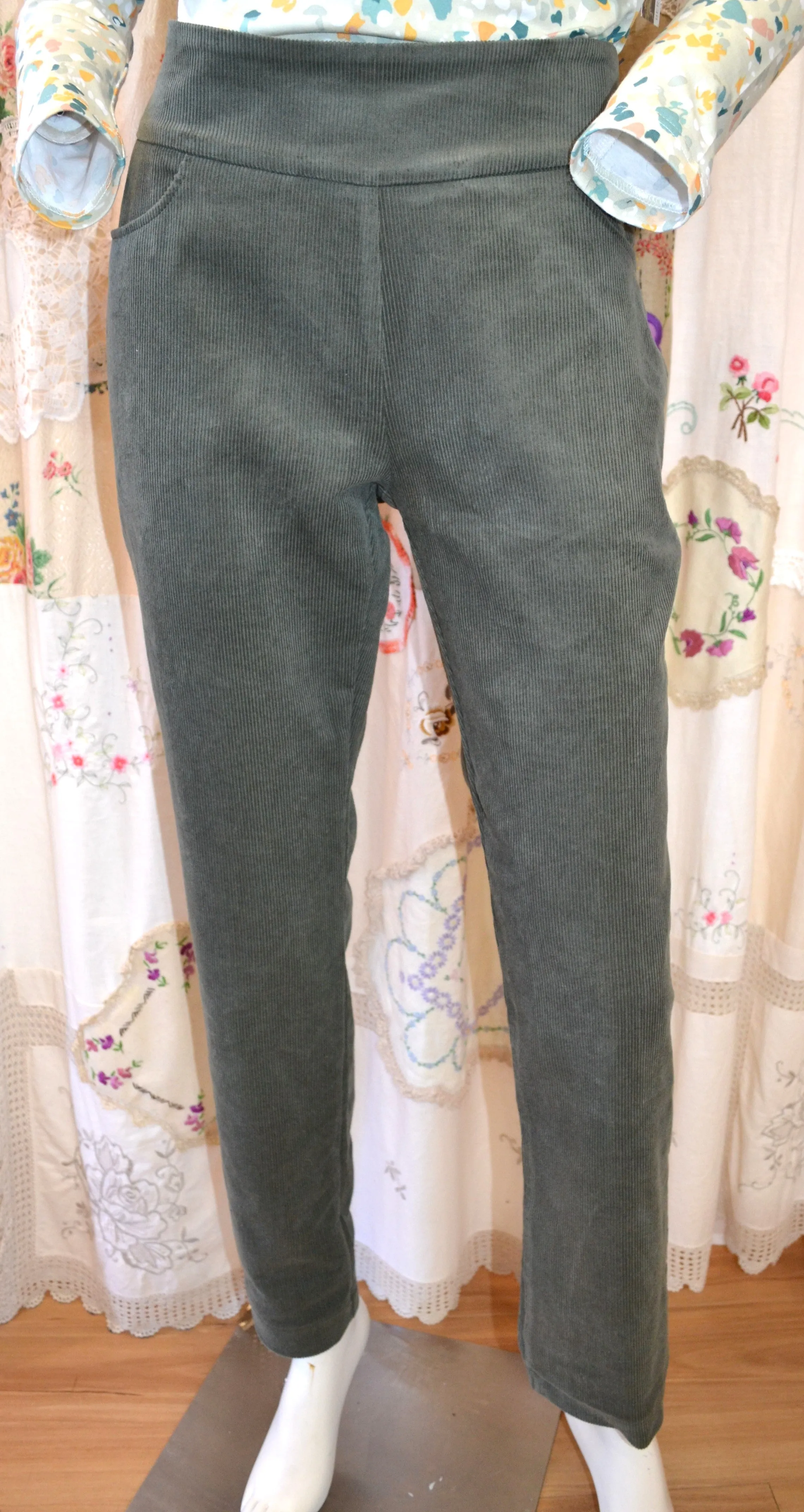 Berserk Sage Green Corduroy Cigarette Pant