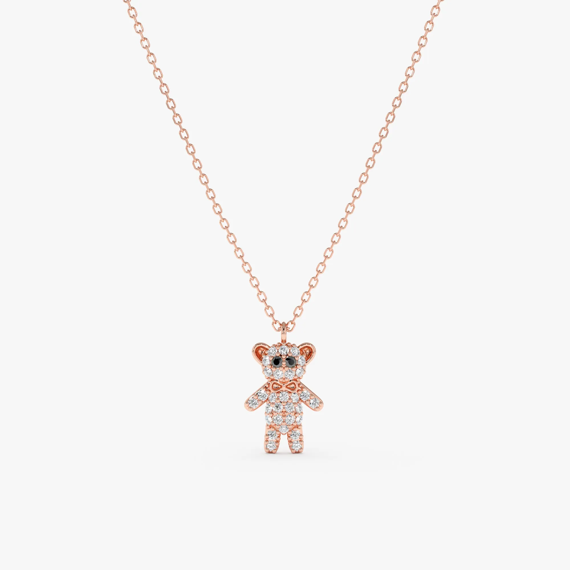 Black & White Diamond Teddy Bear Necklace, Teddy