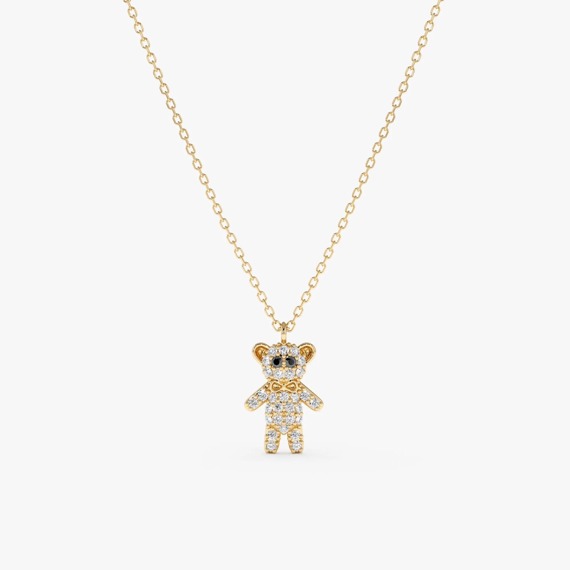 Black & White Diamond Teddy Bear Necklace, Teddy