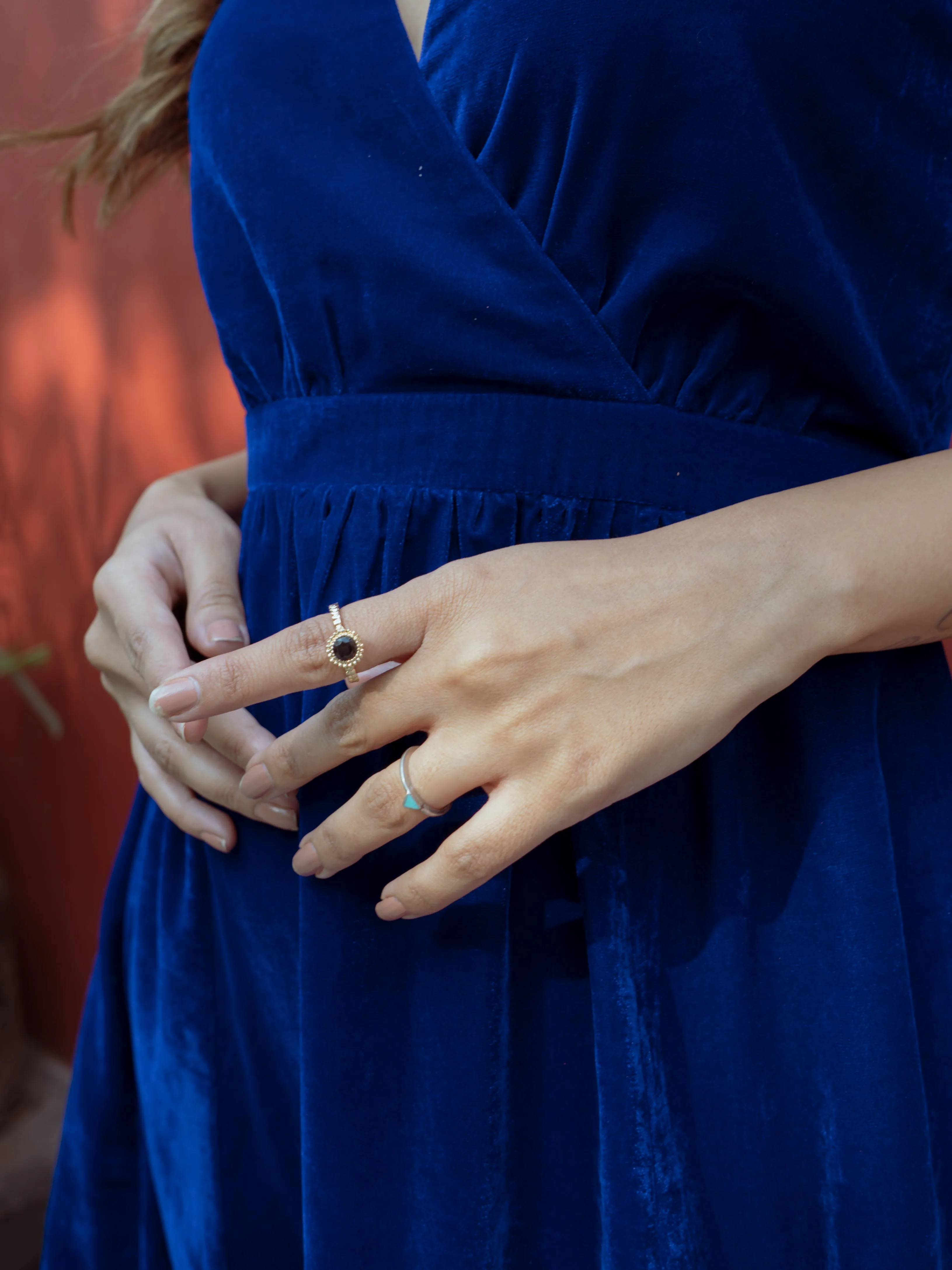 Blue Velvet Sleeveless Dress