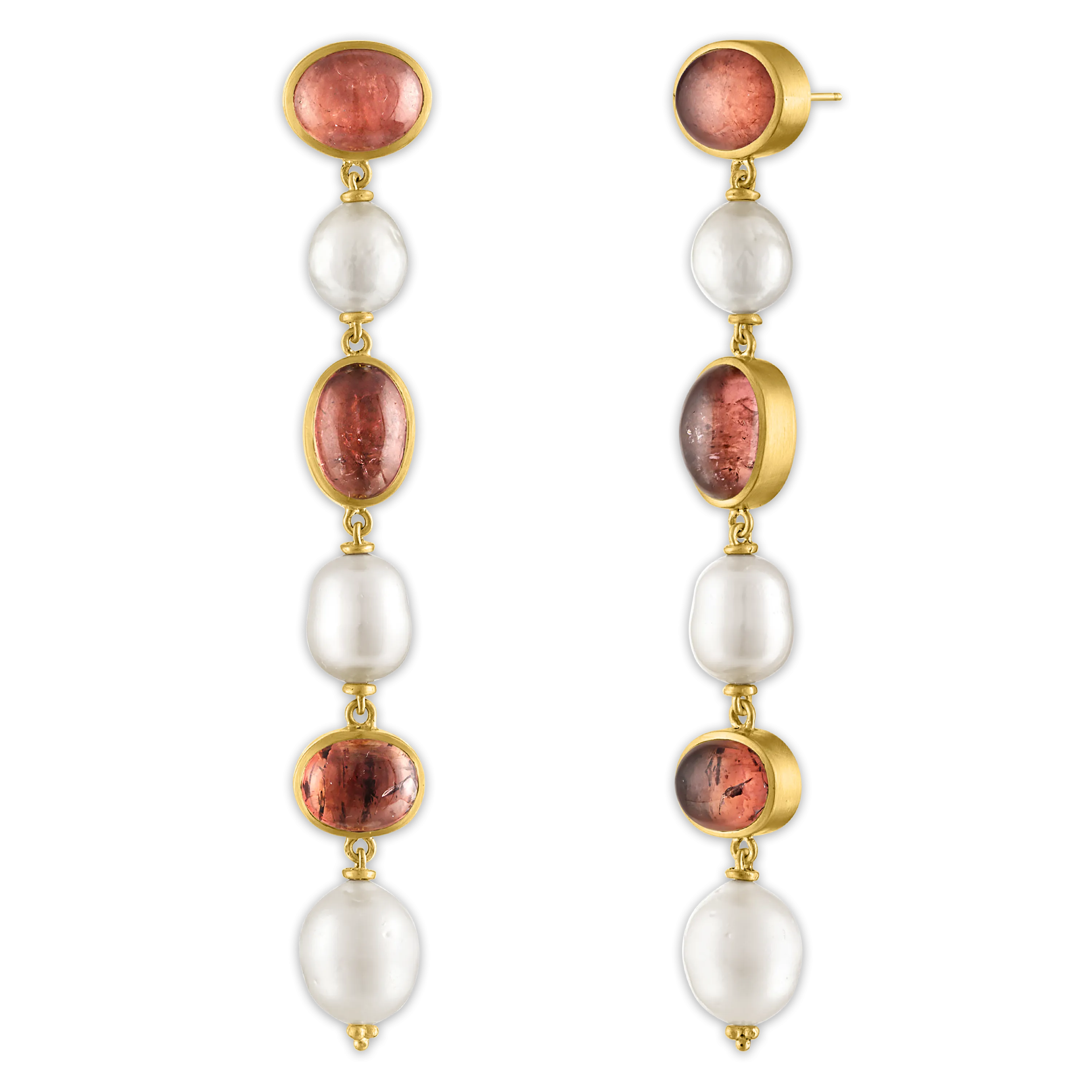 Blush Tourmaline and Pearl Chime Earrings