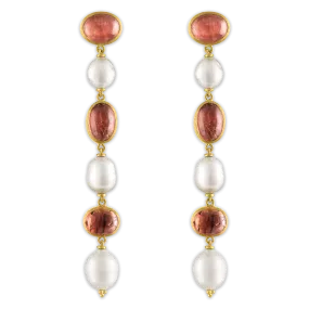 Blush Tourmaline and Pearl Chime Earrings